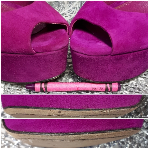 B. Brian Atwood Suede Baccina Pump Magenta Heels 7 - Picture 6 of 8